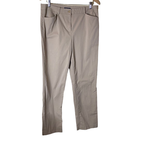 Jones New York Women's kaki Chino Pants Flat Front Straight Leg Size 12 - Picture 1 of 9